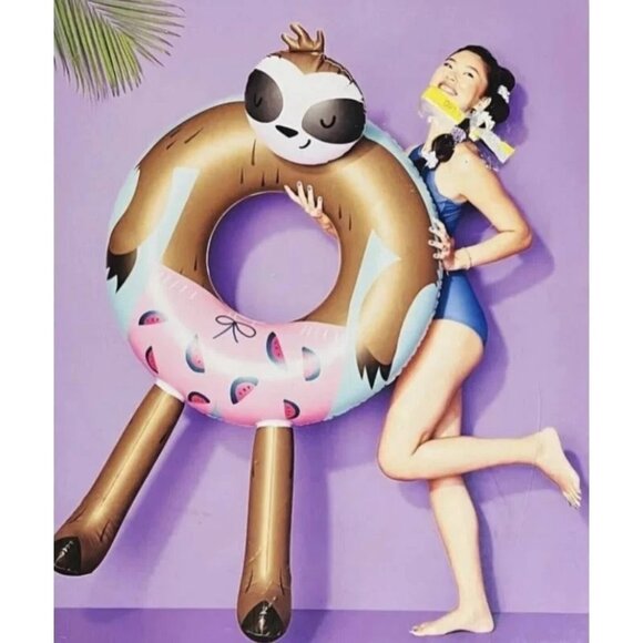 Sloth Pool Float Kids Sun Squad 5ft Long Ages 6+ Lake Floatie NEW NIB - Picture 1 of 4